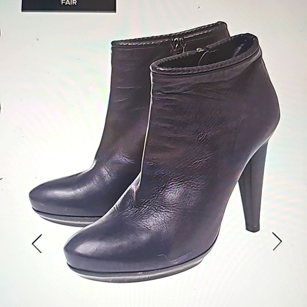 - BOTTEGA VENETA Purple Leather Platform‎ Heels Slip On Heel Ankle Boots …
